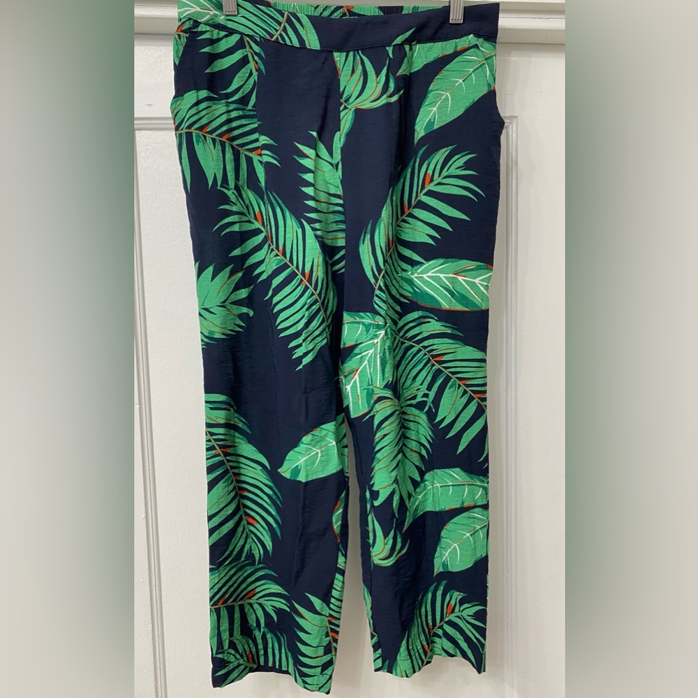 Tropical Cropped Pants with Pockets, size M.